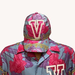 Versace Blue, Pattern Print Baseball Cap